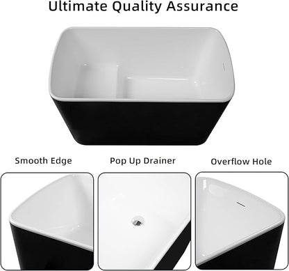 Abruzzo 49"Acrylic Free Standing Tub,Janpanese Soaking Tub with Seat Desgin,Modern Soaking Bathtub with cUPC Certified(Glossy Black)