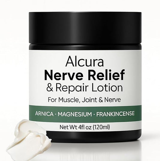 Alcura Nerve Cream, Alcura Neuropathy Lotion with Arnica, Magnesium for Body, Joint, Knee, Lumbar, Neck, Hand and Feet – 4 fl oz (1)