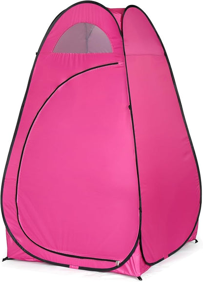 Pop Up Privacy Shower Tent,Portable Outdoor Bathroom Toilet Changing Dressing Room,Instant Rain Shelter for Camping & Beach,Lightweight & Sturdy, Easy Set Up, Foldable, with Carry Bag (Pink)