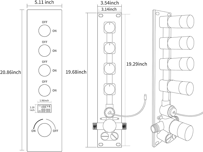 Shower System Brushed Nickel Shower Faucet Set, Digital Tempreature Display Shower Faucet with 12 inch Ceiling Mount and 8 inch Wall Mount Shower Head, with 6 PCS Body Jet, Handheld Spray
