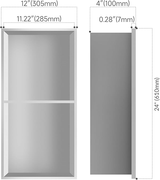 24" X 12" Shower Niche Insert Tile Ready, Niche for Shower Wall, Stainless Steel 2-Tier Recessed Shelf No Tile Needed for Bathroom Storage, Brushed Nickel