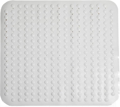 ENKOSI Extra Large Square Non Slip Shower Mat - 31 x 31-inch XL Bathroom Shower Mat - Square Shower Matts for Shower Stall Floors | Secure Suction Cups and Drain Holes (31x31 White)
