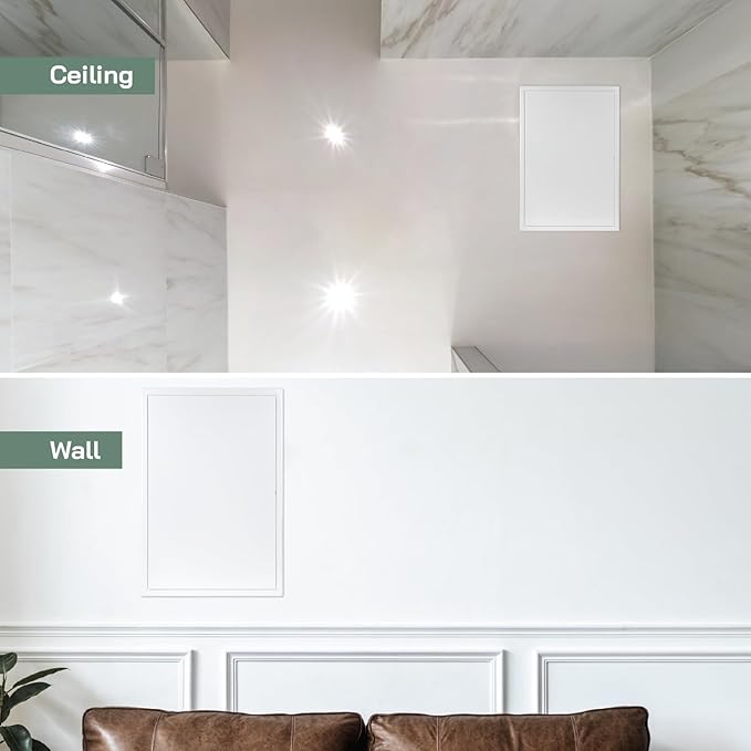 Vent Systems 16'' x 24'' Inch White Metal Access Panel with Click Function - Easy Access Doors - Access Panel for Drywall Wall Ceiling - Electrical and Plumbing Service Door - Crawl Space Doors