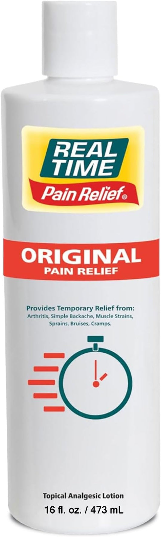 Real Time Pain Relief Cream 16oz Bottle | 17 Natural Ingredients: 1.25% Menthol, Arnica & MSM | Muscle Strain & Joint Discomfort Relief for Arthritis, Cramps, Sprains, Bruises, Hands, Back & Knee Pain
