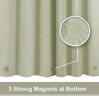 Sage Green Plastic Shower Curtain Liner - Premium PEVA Shower Liner BPA & PVC Free, No Chemical Smell, Lightweight Green Bath Curtain with 3 Magnets for Bathroom, 12 Metal Grommets - Sage