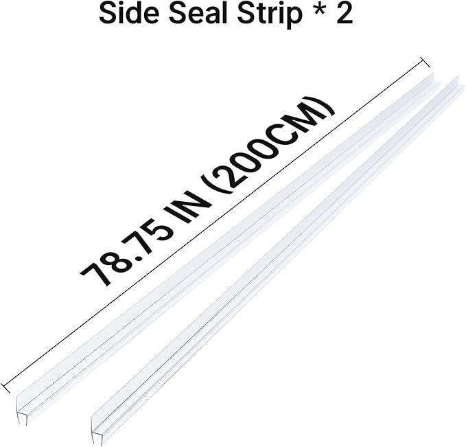 AmazerBath Shower Door Side Seal Strip (Set of 2), Frameless Glass Shower Door Seal Strip - Suitable for 3/8 Inch Glass, 78 inch