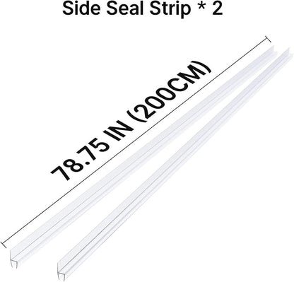 AmazerBath Shower Door Side Seal Strip (Set of 2), Frameless Glass Shower Door Seal Strip - Suitable for 1/4 Inch Glass, 78 inch