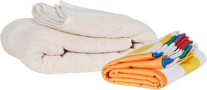 Dock & Bay Beach Towel - Quick Dry, Sand Free - Compact, Lightweight - 100% Recycled - Includes Bag - Summer - Rainbow Skies - Large (160x90cm, 63x35)