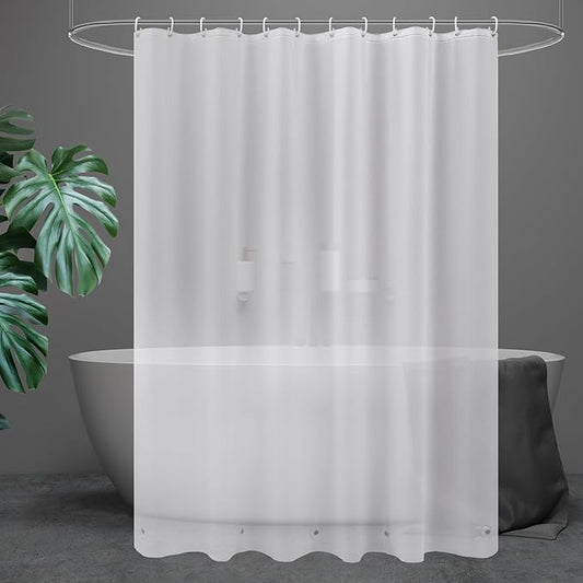 UFRIDAY Frosted 78 inch Shower Curtain Liner,PEVA Plastic Waterproof Long Shower Curtain Liner with 3 Big Bottom Magnets 78 inch Long Length with Rustproof Grommets Frosted Shower Curtain,72x78