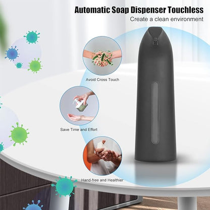 Automatic Soap Dispenser Touchless, TUMAN Pro Battery Operated Electric 14oz/400ml Liquid Hand Soap Dispenser with Motion Sensor, Suitable for Kitchen Bathroom Hotel, IPX6 Waterproof(Black)…