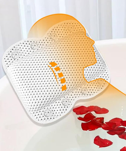 Bath Pillow Non Slip Spa Bathtub Head & Neck Rest Support, Headrest with Soft 4D Mesh Fabric, Permeable Quick Drying Air Mesh Tub Pillow with 8 Suction Cups Fits Any Tubs, Soft & Relaxing