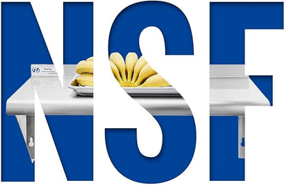 Hally Stainless Steel Shelf 12 x 24 Inches 230 lb, NSF Commercial Wall Mount Floating Shelving for Restaurant, Kitchen, Home and Hotel