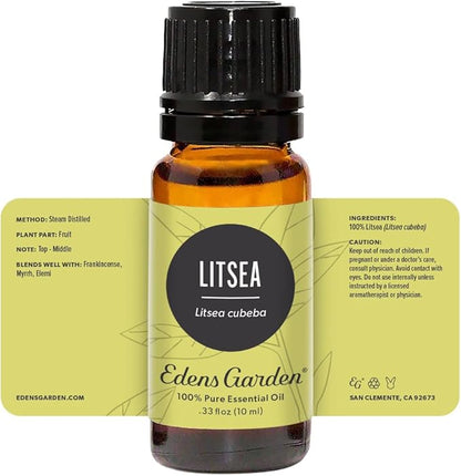 Edens Garden Litsea Essential Oil- 100% Pure Premium Grade, Undiluted, Natural, Therapeutic, Aromatherapy, The Best for Diffuser, Candle, Laundry, Humidifiers 10 ml (.33 fl oz)