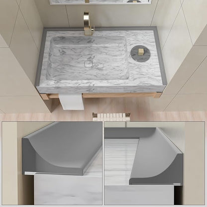 98Inch Collapsible Shower Threshold Water Dam Barrier, Self Adhesive Silicone Waterproof Shower Barrier Water Strip Dam for The Gap Between the Shower Kitchen Countertop Sink and Cooktop