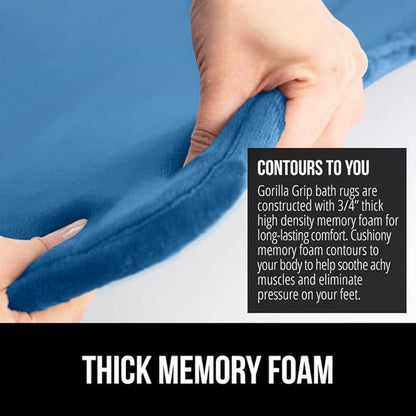GORILLA GRIP Memory Foam Bath Rugs, Soft Absorbent Velvet Bathroom Mats, Durable Dots on Underside, Machine Washable Bathmat, Carpet Rug Room Decor for Shower Floor, 24x17 Mat, Caribbean Blue
