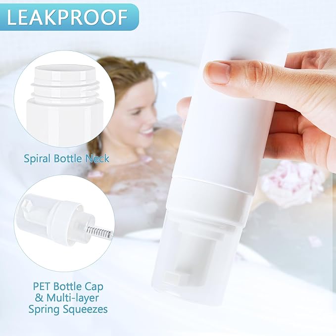 Foam Pump Bottle 150ml/5 oz Empty Plastic Foam Dispenser Pump Bottle Travel Large Refillable BPA Free Lotion Bottles for Shampoo Shower Hand Soap Foaming (6 Pack) White