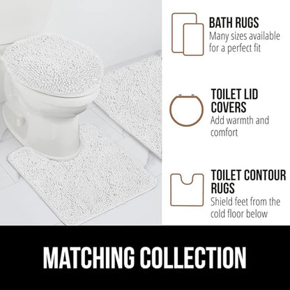 GORILLA GRIP Bath Rug Mat 60x17, Thick Soft Absorbent Chenille, Quick Dry Microfiber Mats, Rubber Backing Washable Shower Floor Rugs, Bathmat Runner, US Designed Bathroom Home Decor Accessories White