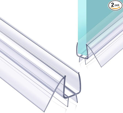 POZIA Shower Door Bottom Seal Frameless Glass Shower Door Seal Strip Clear Vinyl Durable Stop Shower Leaks and Create a Water Barrier Ultra Clear (2PACK-1/2in)