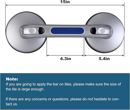 New Shower Handle Shower Grab Bars for Bathtubs and Showers,Strong Hold Suction Cup Grip Grab,Bath Handle for Handicap Elderly Seniors Bathroom Safety Grab Bar（Silver Blue）