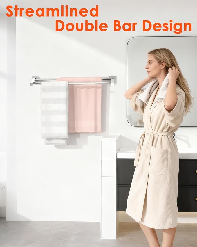 Alise Double Towel Bars, Wall Mount Towel Holder, Heavy Duty SUS304 Stainless Steel, Polished Chrome, 16 Inch