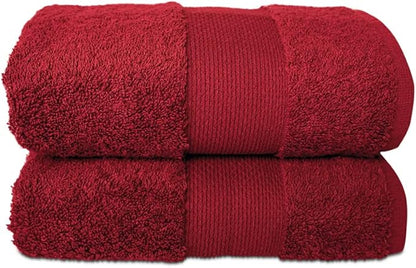 Hencely Luxury Hand Towel - Set of 2 (16x28 Inches) - Soft Turkish Cotton, Absorbent, Quick-Drying Face, Body, Kitchen, and Bathroom Towel (Hand Towels 2 Pack, Red)