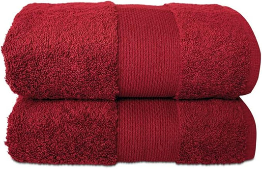 Hencely Luxury Hand Towel - Set of 2 (16x28 Inches) - Soft Turkish Cotton, Absorbent, Quick-Drying Face, Body, Kitchen, and Bathroom Towel (Hand Towels 2 Pack, Red)