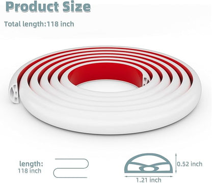 118Inch New Shower Threshold Water Dam Barrier,Collapsible Self-Adhesive Silicone Shower Water Guard for Bathroom Bathtub and Kitchen,Shower Water Blocker Suitable for Wheelchair Access(White)