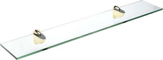 Spancraft Glass H-6x33-Brass Heron Glass Shelf, Brass, 6" x 33"