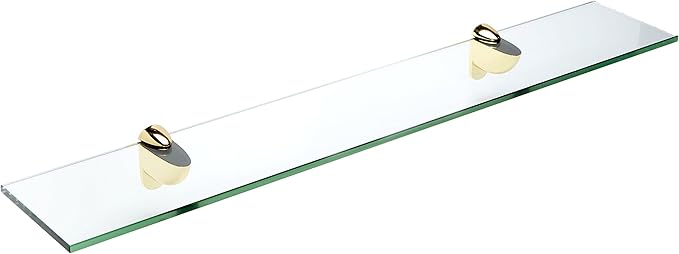 Spancraft Glass H-8x21-Brass Heron Glass Shelf, Brass, 8" x 21"
