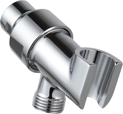 OFFO Shower Head Holder All Metal for Handheld Shower Head, Adjustable Shower Arm Mount with Solid Brass Pivot Ball, 1/2 in IPS Female Inlet and Male Outlet, Chrome