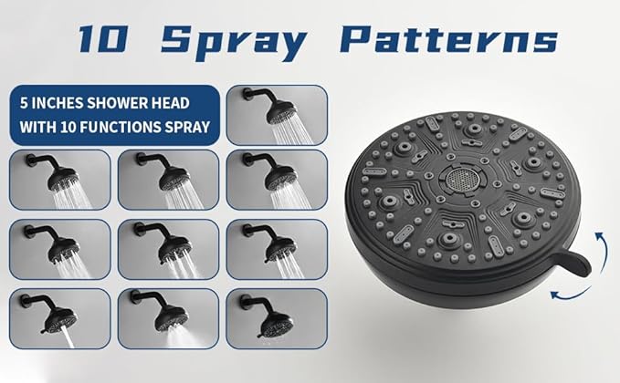 2 Handle Shower Faucet Set with Tub Spout Bathtub Shower Faucet Combo Set Shower System Complete Tub and Shower Trim Kit Matte Black Wall Mounted Shower Fixtures