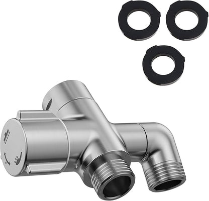 3-Way Shower Diverter Valve, 1 Inlet for 2 Outlets - Solid Metal Divider Allows Switching Between Fixed & Handheld Showerheads, G1/2 Universal Fit, (Brushed Nickel)
