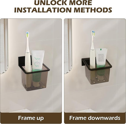 3 Pack Modern Black Metal Clear Plastic Toothbrush Holders,Toothpaste Holder Set - Kids & Adults with Wall-Mounted Metal Bathroom Organizer Set for Bathroom