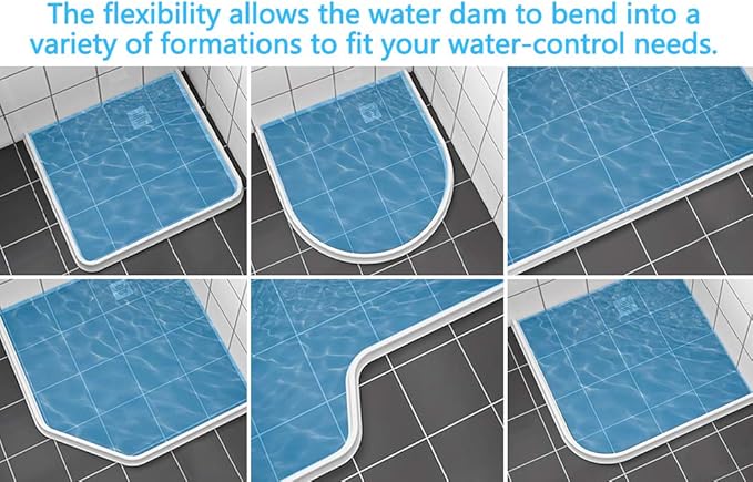 New Collapsible 67 Inch Shower Threshold Water Dam Collapsible Bath Shower Barrier Water Stopper Retention System Dry and Wet Separation for Bathroom Kitchen and More (5.6ft)