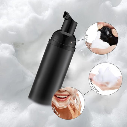 Tekson 30PCS Soap Foam Bottle (2 oz), Empty Travel Foaming Lash Shampoo for Cleanser, Dispenser (Black Cap)