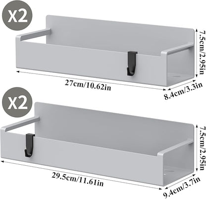 4 Pack Magnetic Spice Rack Organizer for Refrigerator and Oven, Light Gray Fridge Organizers and Storage for Kitchen