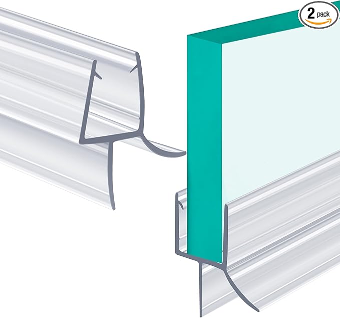 POZIA Clear Frameless Glass Shower Door Bottom Seal | Shower Door Sweep for Leak-Proof, Quick Installation to Create Reliable Water Barrier (2PACK-1/4in-23mm Gap)