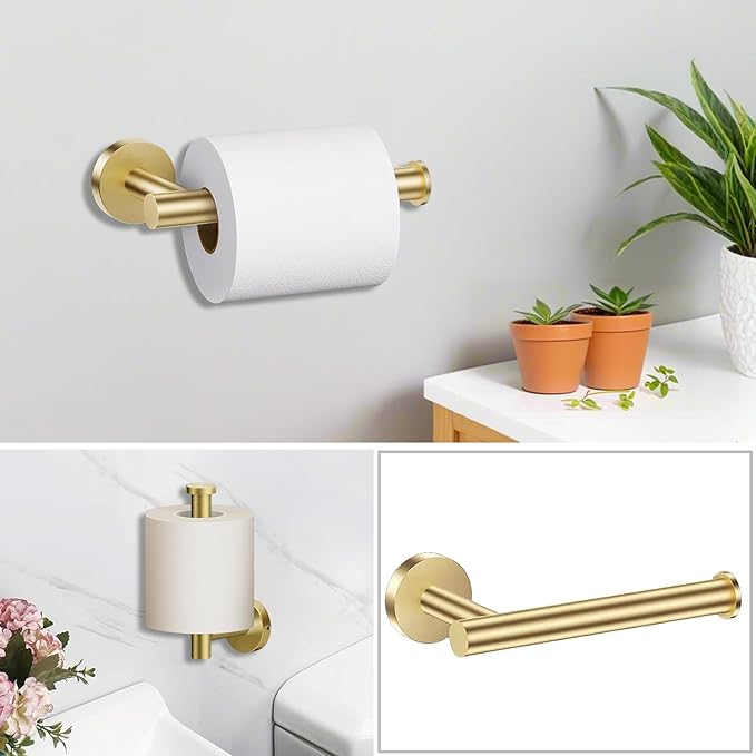 Brushed Gold Bathroom Accessories Set, 7 Pieces Gold Towel Bar Bathroom Hardware Set, 31.5 Inch Towel Racks for Bathroom, SUS304 Stainless Steel Bathroom Towel Holder Toilet Paper Holder Wall Mounted