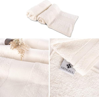 Hencely Luxury Hand Towel - Set of 2 (16x28 Inches) - Soft Turkish Cotton, Absorbent, Quick-Drying Face, Body, Kitchen, and Bathroom Towel (Hand Towels 2 Pack, Ivory)