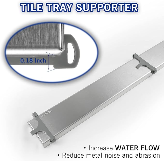 Linear Shower Drain 36", Brushed Floor Drain with Tiled Insert Grate & Hair Strainer, 304 Stainless Steel Bathroom 2-in-1 Tiled in Drain, CUPC Certified (Brushed, 36'')