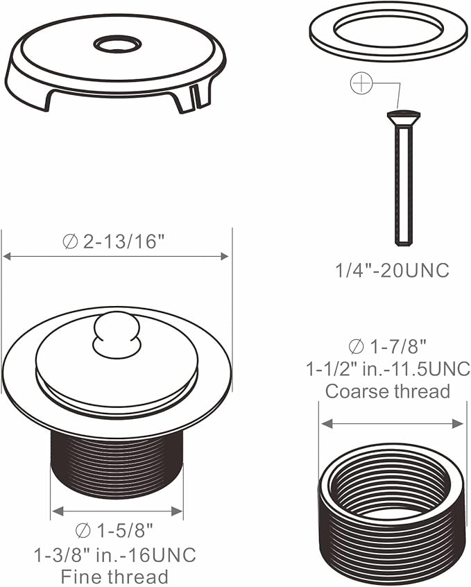 Black Bathtub Drain Conversion Kit Assembly with Single Hole Overflow Faceplate, Wellup All Metal Lift and Turn Tub Drain Twist Trim Kit with Universal Fine/Coarse Thread(Matte Black)
