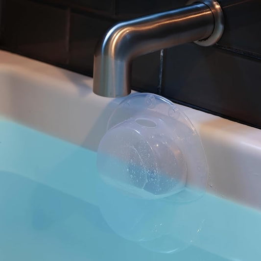 Mindful Design | Overflow Drain Cover for Tub | Best Gifts for Mom, Spa & Bath Accessories | Drain Block, Water Stopper Plug | Bath Essentials for Women | 4" Diameter, Clear
