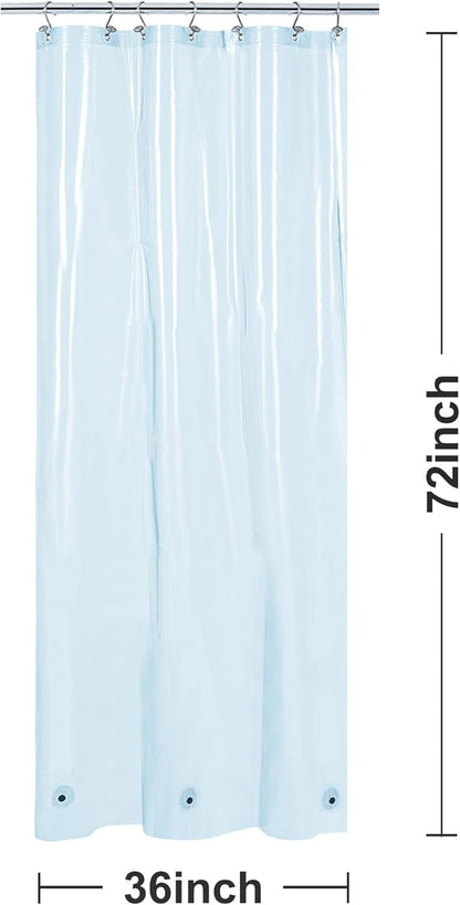 Barossa Design Clear Blue Stall Shower Curtain Liner with 3 Magnets - 36" x 72" Waterproof PEVA Plastic Narrow Shower Liner Lightweight for Small Bathroom, Metal Grommets - Clear Blue