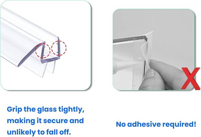 36" Shower Door Bottom Seal Strip for 3/8" (10mm) Glass – Ultra Clear Polycarbonate Shower Door Sweep, Single Pack