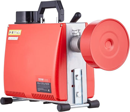 VEVOR 66FT x 5/8 Inch Drain Cleaner Machine, 250W Electric Sewer Snake Auger Manual Feed - with 7 Cutters, 2 Steel Cables (66' x 5/8" and 15' x 3/8")& CW/CCW Control for 1.6" to 4" Pipes