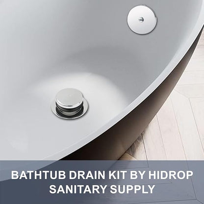 Chrome Bathtub Drain Tip-Toe Single Hole, Hidrop Tub Drain Trim Set Conversion Kit Assembly, Coarse Thread Replacement Trim Kit with 1-Hole Overflow Faceplate Includes an Adapter, Chrome Plated