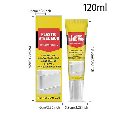 White Caulking Bathroom, 120ml Crack Proof Adhesive, Waterproof White Sealant, Silicone Material, Home Improvement Accessory with Scraper, for Kitchen Bathroom Shower Sink Basement Window