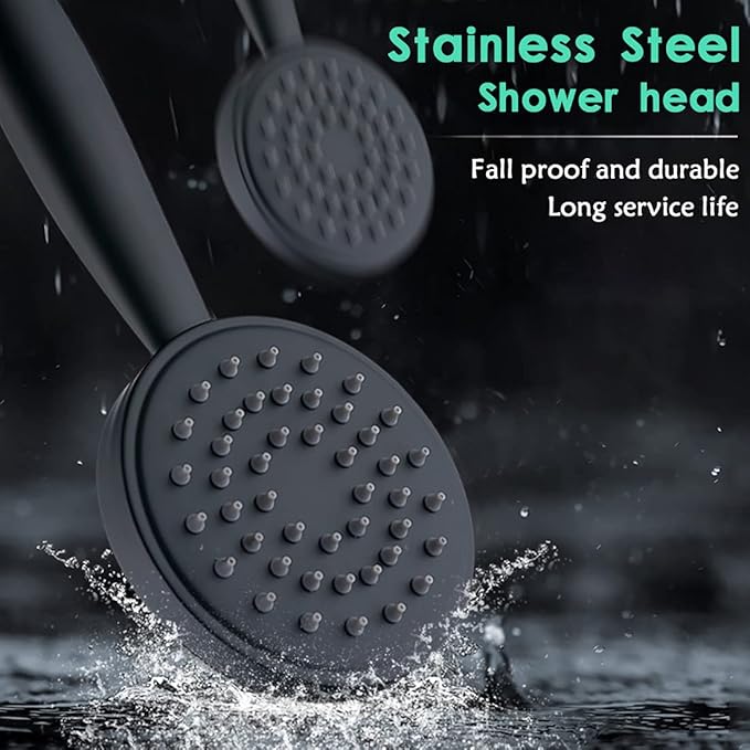All Metal Hand Held Shower Head with 70 Inches Hose and Holder, Made with Stainless Steel and Brass, High Pressure Handheld Showerhead, Adjustable Bracket，Extra Long Flexible Hose (Matte Black)