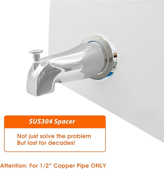 1/4" Thick SUS304 Tub Spout Cover Ring, Bathtub Faucet Surround Sealing Spacer Plate, Bath Shower Remodel Trim Faceplate Gasket (Chrome)