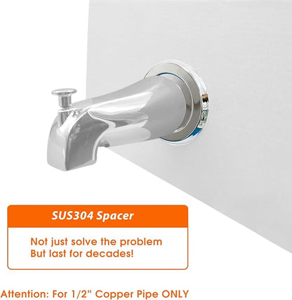 1/4" Thick SUS304 Tub Spout Cover Ring, Bathtub Faucet Surround Sealing Spacer Plate, Bath Shower Remodel Trim Faceplate Gasket (Chrome)
